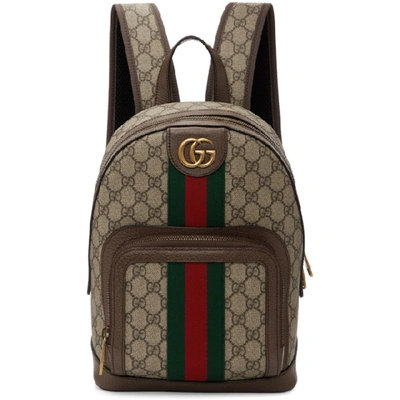 Gucci Small Ophidia Gg Supreme Canvas Backpack In Brown