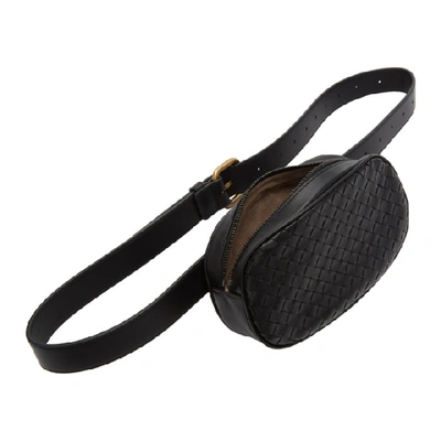 Shop Bottega Veneta Black Intrecciato Belt Bag In 1000 Black