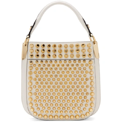 Shop Prada White Small Studded Margit Bag