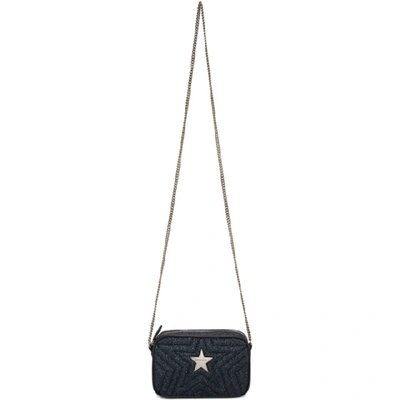 Shop Stella Mccartney Blue Glitter Mini Star Crossbody Bag In 4061 Navy