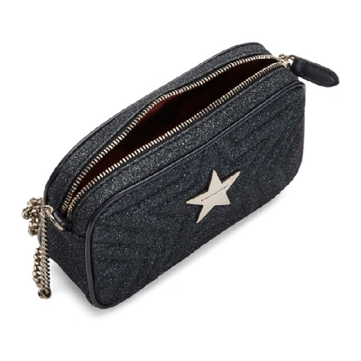 Shop Stella Mccartney Blue Glitter Mini Star Crossbody Bag In 4061 Navy