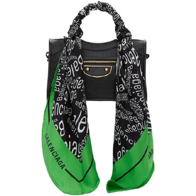 Shop Balenciaga Black Mini City Scarf Bag In 1060 Blk Mu