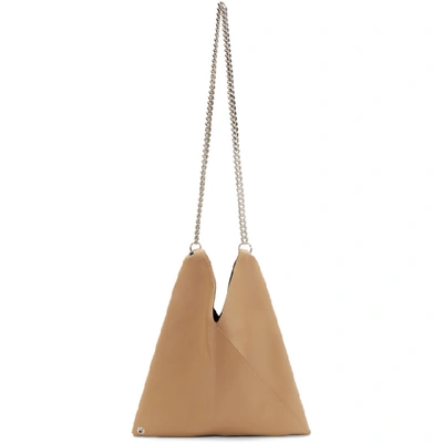 Shop Mm6 Maison Margiela Tan Faux-leather Triangle Chain Bag In T2204 Camel