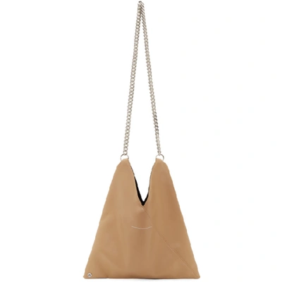 Shop Mm6 Maison Margiela Tan Faux-leather Triangle Chain Bag In T2204 Camel