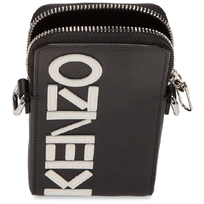 Shop Kenzo Black Kontrast Zip Phone Bag In 99 Black