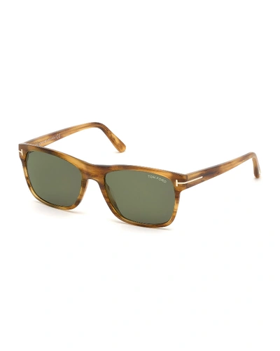 Shop Tom Ford Men's Giulio Polarized Havana Sunglasses In Brown