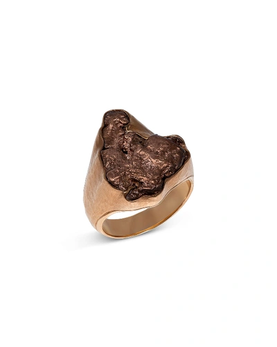 Shop Jorge Adeler Men's Natural Arizona Copper 18k Gold Ring In Rose Gold