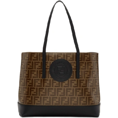 Shop Fendi Brown & Black 'forever ' Shopper Tote