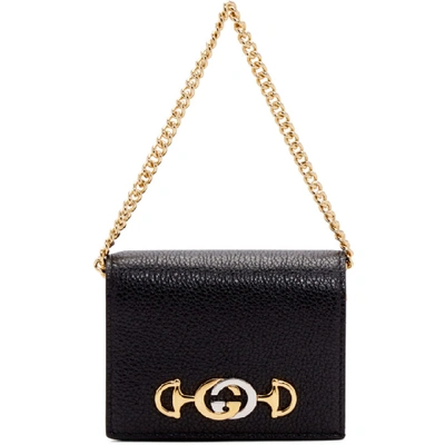 Shop Gucci Black Zumi Card Case Bag In 1000 Black