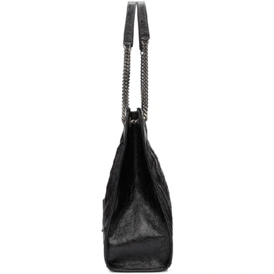 Saint Laurent Niki Large Crinkled Calf Shopper Tote Bag Black