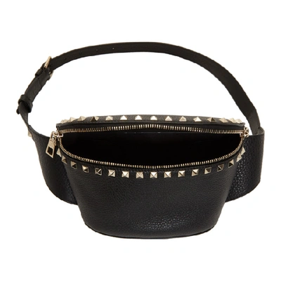 Shop Valentino Black  Garavani Rockstud Belt Bag In 0no Black