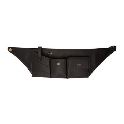 Shop Fendi Black Pockets Belt Bag In F0kur Black