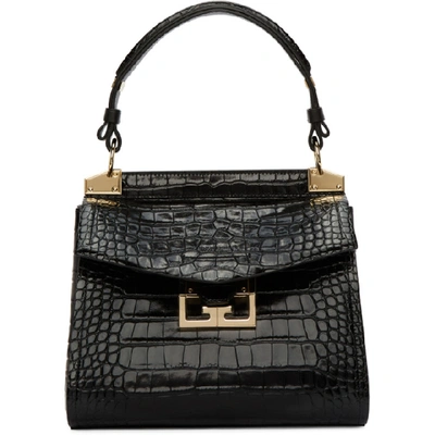 Shop Givenchy Black Croc Small Mystic Bag In 001 Black