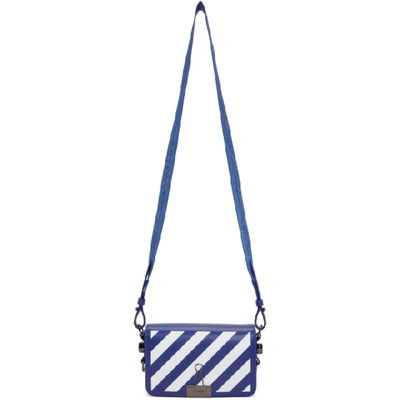 Shop Off-white Blue And White Mini Diag Flap Bag