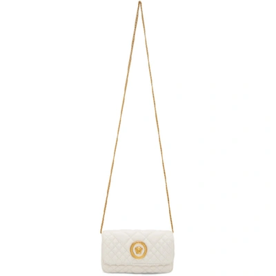 Shop Versace White Mini Quilted Icon Bag In K06ot White