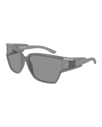 Shop Balenciaga Men's Square Unisex Injection Sunglasses In Gray