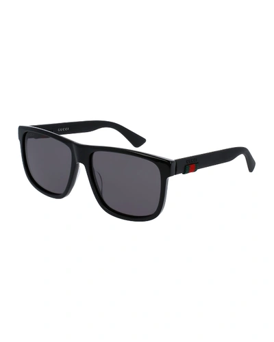 Shop Gucci Square Acetate Sunglasses, Black