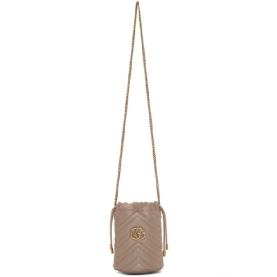 Shop Gucci Pink Mini Gg Marmont Bucket Bag In Porcelain