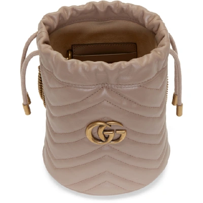 Shop Gucci Pink Mini Gg Marmont Bucket Bag In Porcelain