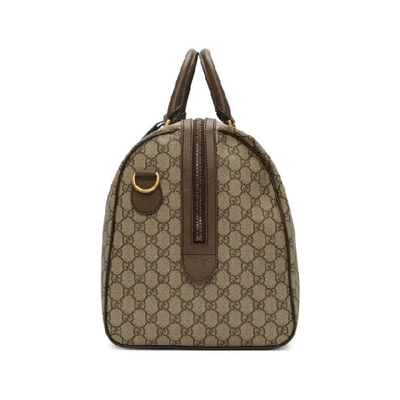 Shop Gucci Beige Gg Supreme Ophidia Duffle Bag In 8746 Brown