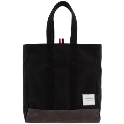 Shop Thom Browne Black Unstructured Tote In 001 Black