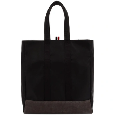 Shop Thom Browne Black Unstructured Tote In 001 Black