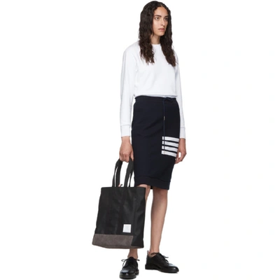 Shop Thom Browne Black Unstructured Tote In 001 Black