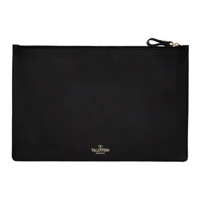 Shop Valentino Black  Garavani Large Vltn Pouch In 0n1 Black