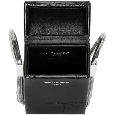 Shop Saint Laurent Black Croc Smoking Box Bag In 1000 Black