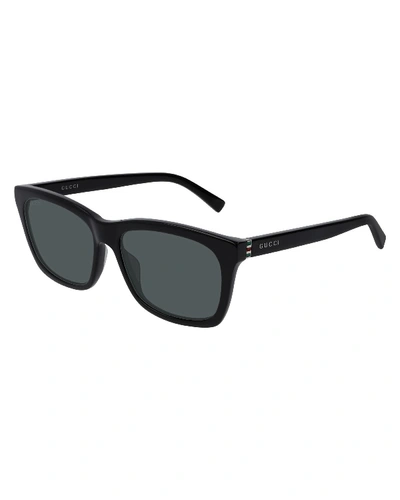 Shop Gucci Men's Polarized Nylon Sunglasses In Black