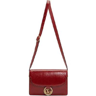 Shop Gucci Red Small Snake Gg Ring Bag In 6438 Red