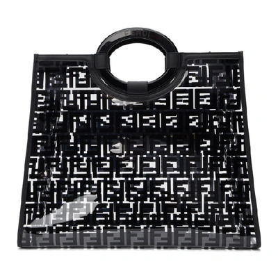 Shop Fendi Transparent And Black Medium Pu Runaway Tote In F0kur Black