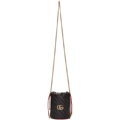 Shop Gucci Black Torchon Gg Marmont Bucket Bag In 8277 Black