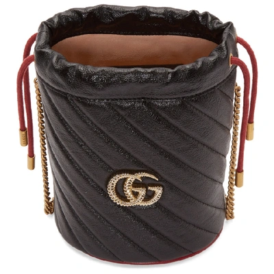 Shop Gucci Black Torchon Gg Marmont Bucket Bag In 8277 Black