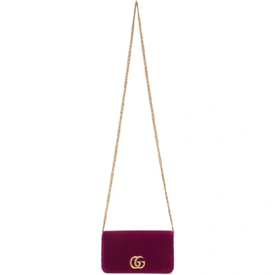 Shop Gucci Purple Velvet Gg Marmont 2.0 Bag In 5671 Purple