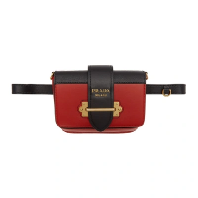 Shop Prada Red Cahier Belt Bag