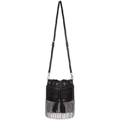 Shop Miu Miu Black Crystal Fringe Bucket Bag