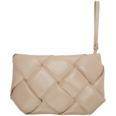 Shop Bottega Veneta Ssense Exclusive Beige Maxi Weave Quilted Pouch In 6950 Nude