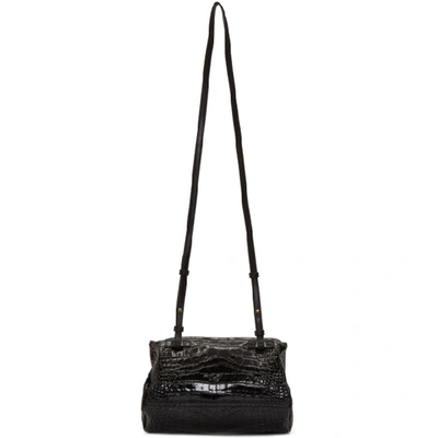 Shop Givenchy Black Croc Mini Pandora Bag In 001 Black