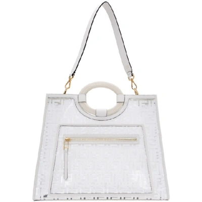 FENDI 白色中号“FOREVER FENDI” RUNAWAY 购物托特包