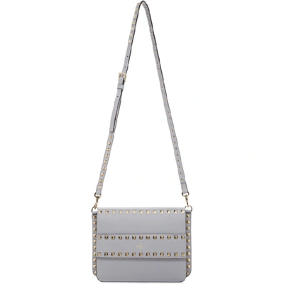 Shop Valentino Grey  Garavani Small Rockstud Shoulder Bag