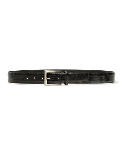 Shop Magnanni Men's Lizard Silvertone-buckle Belt, Black