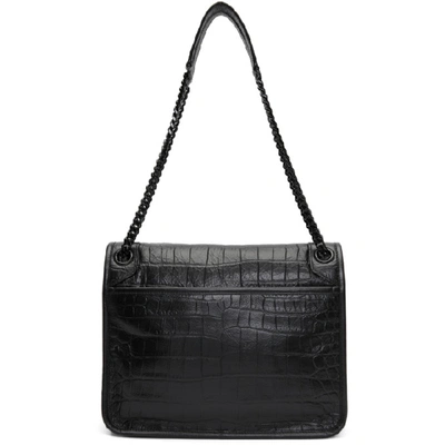 Shop Saint Laurent Black Medium Croc Niki Bag In 1000 Black