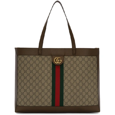 Shop Gucci Beige Gg Ophidia Tote In 8745 Beige