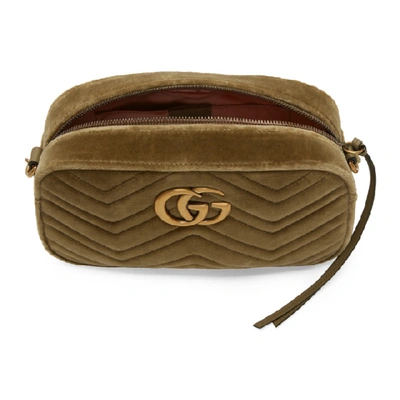 Shop Gucci Taupe Velvet Gg Marmont 2.0 Camera Bag