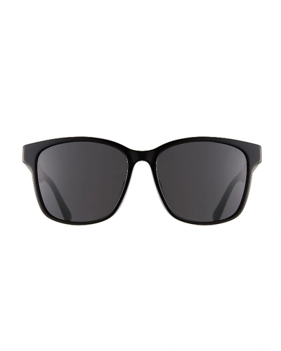 Shop Gucci Men's Square Acetate Sunglasses With Signature Web In Black