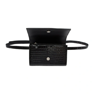 Shop Saint Laurent Black Croc Kate Belt Bag In 1000 Black