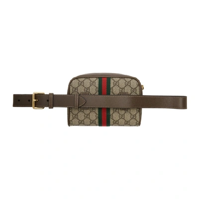 Shop Gucci Brown Gg Supreme Ophidia Belt Bag In 8745 Brown