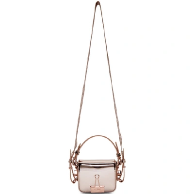 Shop Off-white Pink Mirror Baby Flap Bag In Rame