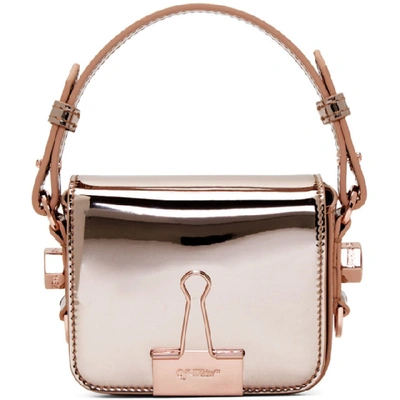 Shop Off-white Pink Mirror Baby Flap Bag In Rame